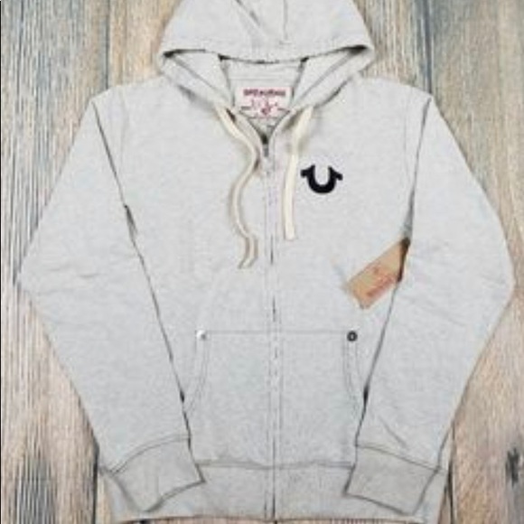 Grey True Religion Zip Up Hoodie - Picture 1 of 3